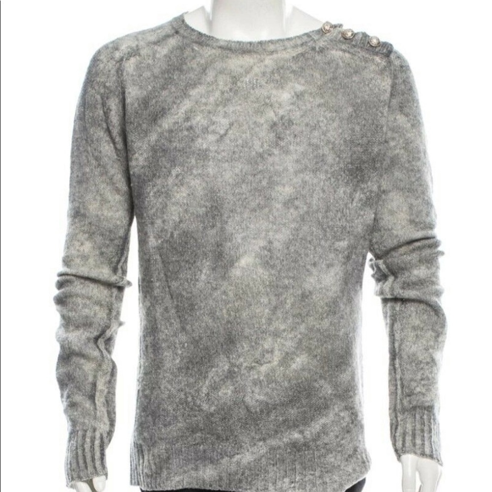 Balmain - gold button sweaters - washed gray - L